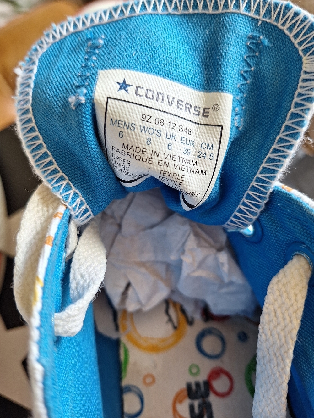 Converse White Canvas Sneakers with Multicolor Bubble Print - Picture 3 of 10